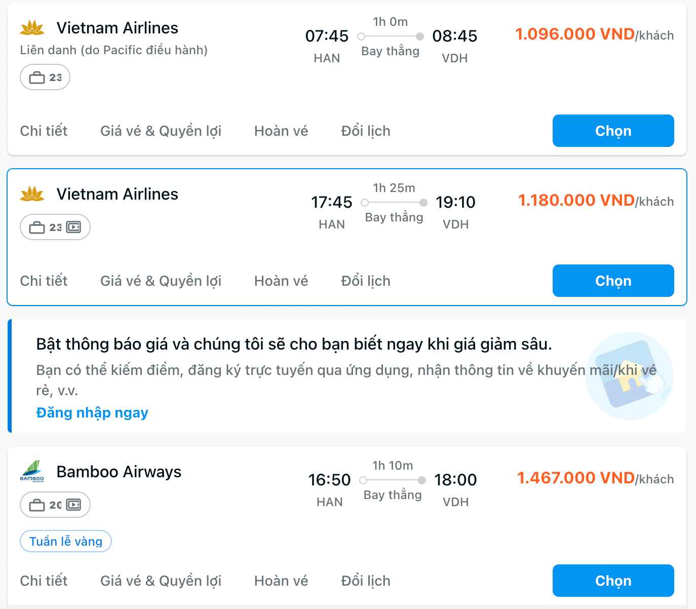 Vé máy bay Hà Nội Quảng Bình giá rẻ | Ảnh: traveloka